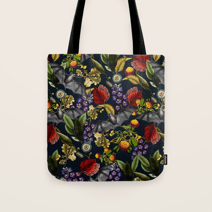 Flying Fox and Floral Pattern Tote Bag Gallery Image 1