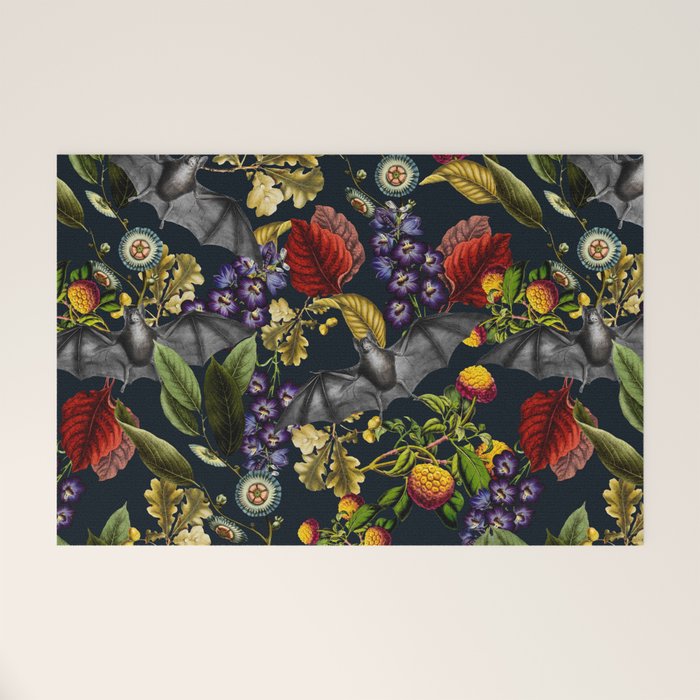 Flying Fox and Floral Pattern Welcome Mat Gallery Image 1
