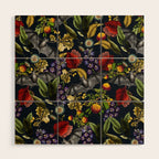 Flying Fox and Floral Pattern Wood Wall Art Gallery Image 1