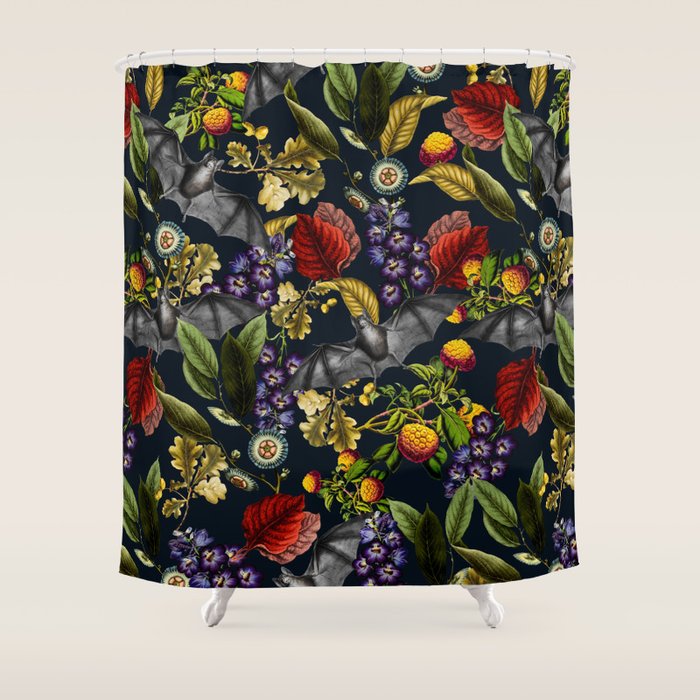 Flying Fox and Floral Pattern Shower Curtain Gallery Image 1
