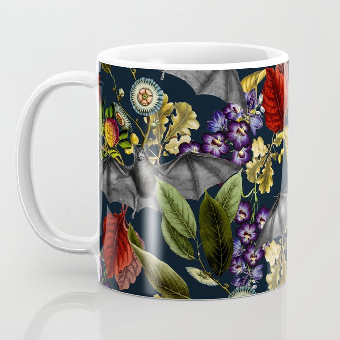 Flying Fox and Floral Pattern Coffee Mug Gallery Image 3