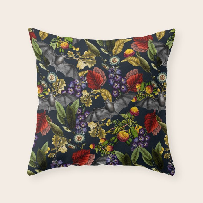 Flying Fox and Floral Pattern Throw Pillow Gallery Image 6