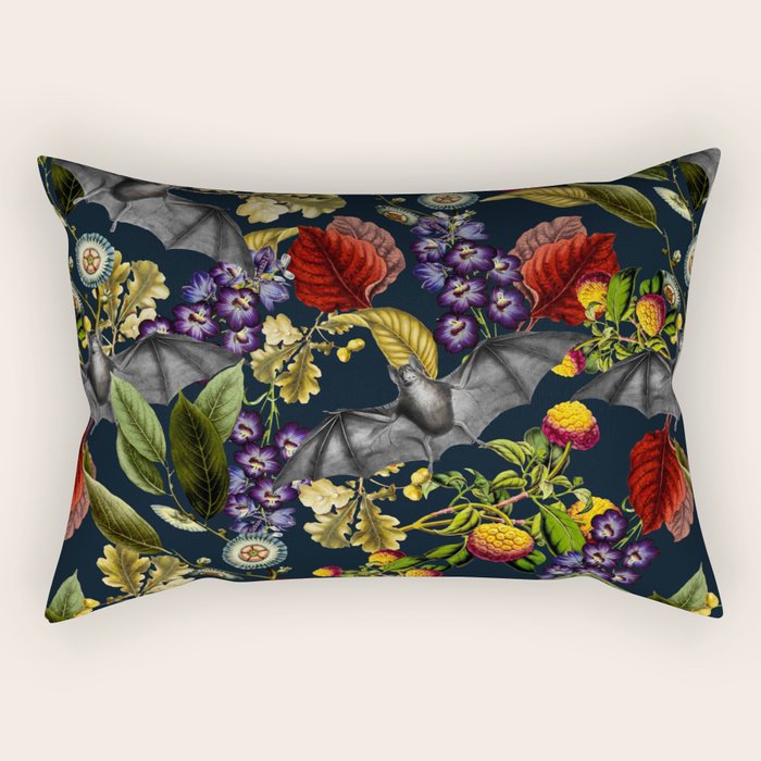 Flying Fox and Floral Pattern Rectangular Pillow Gallery Image 2
