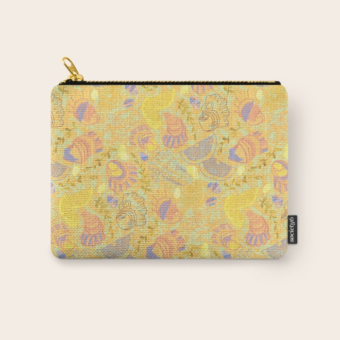 Coastal Oysters on the Beach in Pastel Yellow & Orange Carry All Pouch Gallery Image 1