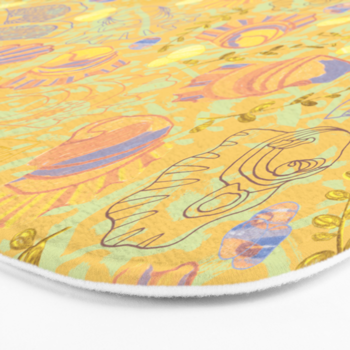 Coastal Oysters on the Beach in Pastel Yellow & Orange Bath Mat Gallery Image 3