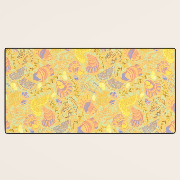 Coastal Oysters on the Beach in Pastel Yellow & Orange Desk Mat Gallery Image 3