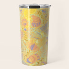 Coastal Oysters on the Beach in Pastel Yellow & Orange Travel Mug Gallery Image 1