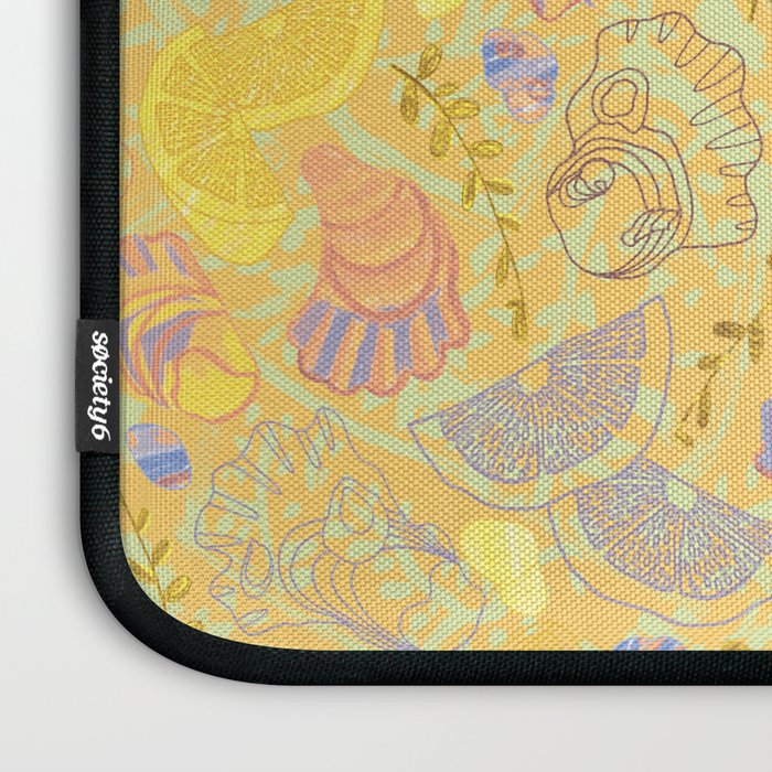 Coastal Oysters on the Beach in Pastel Yellow & Orange Laptop Sleeve Gallery Image 3