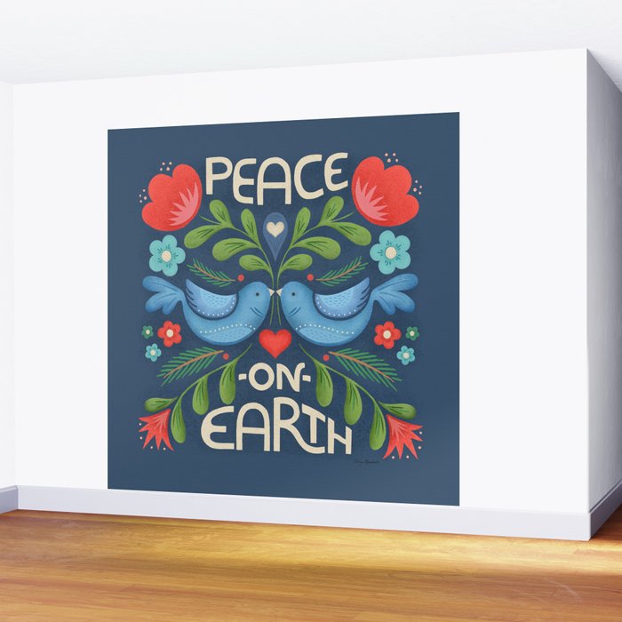 Peace On Earth Doves - Blue Wall Mural Gallery Image 2