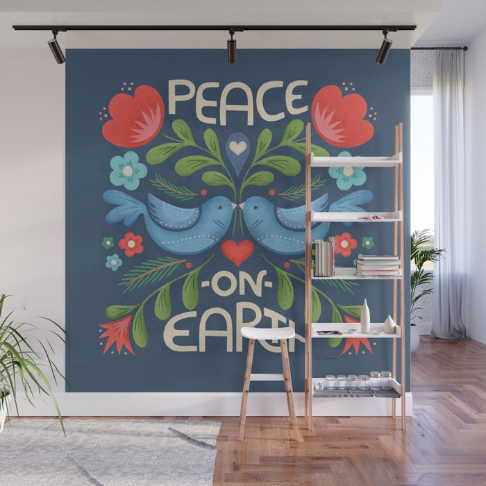Peace On Earth Doves - Blue Wall Mural Gallery Image 1