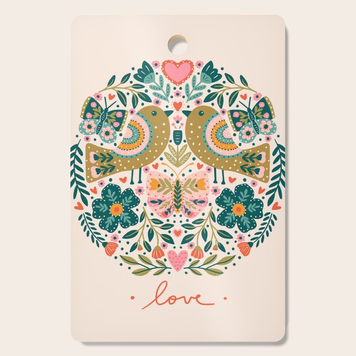 Folksy Birds love  Cutting Board Gallery Image 1