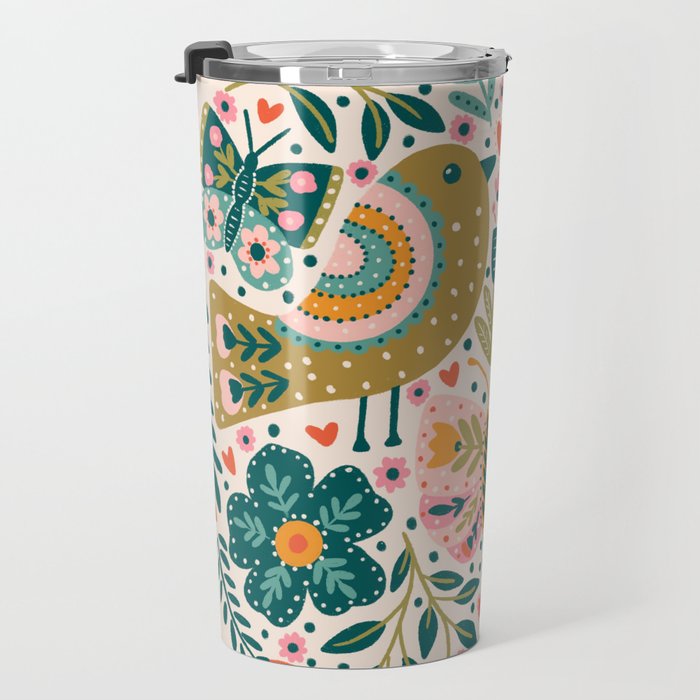 Folksy Birds love  Travel Mug Gallery Image 3