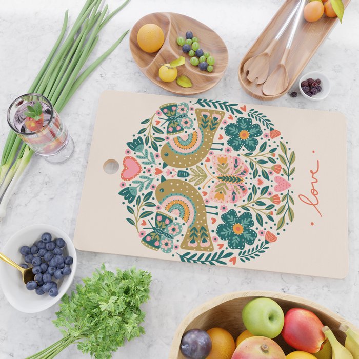 Folksy Birds love  Cutting Board Gallery Image 2