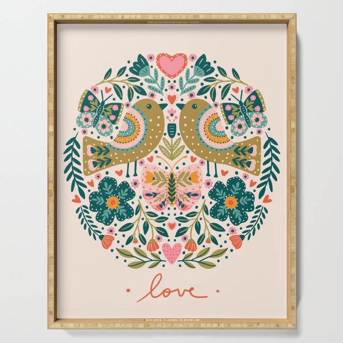 Folksy Birds love  Serving Tray Gallery Image 1