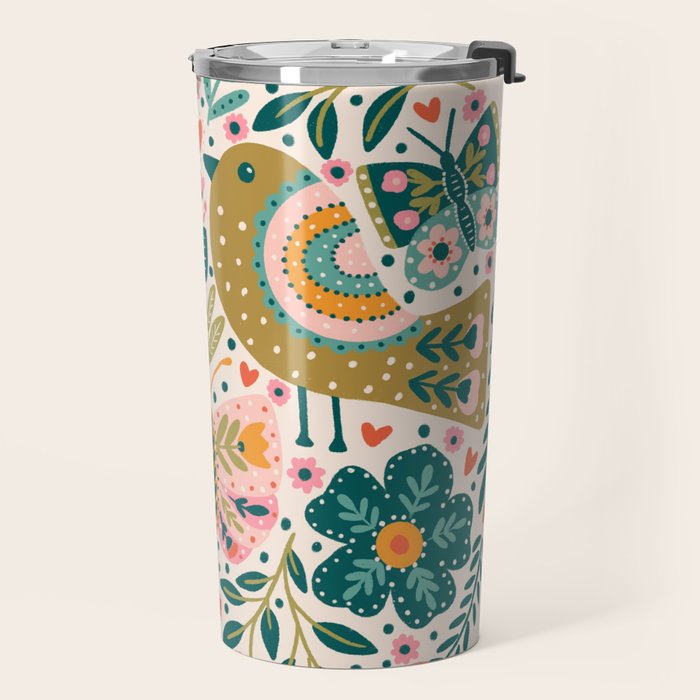 Folksy Birds love  Travel Mug Gallery Image 2