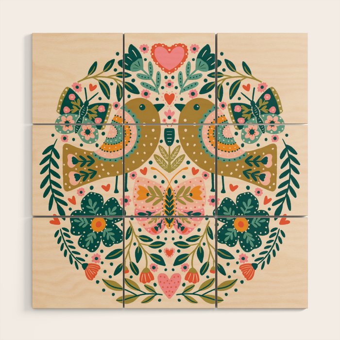 Folksy Birds love  Wood Wall Art Gallery Image 1