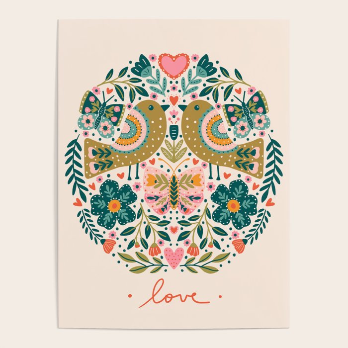 Folksy Birds love  Poster Gallery Image 4
