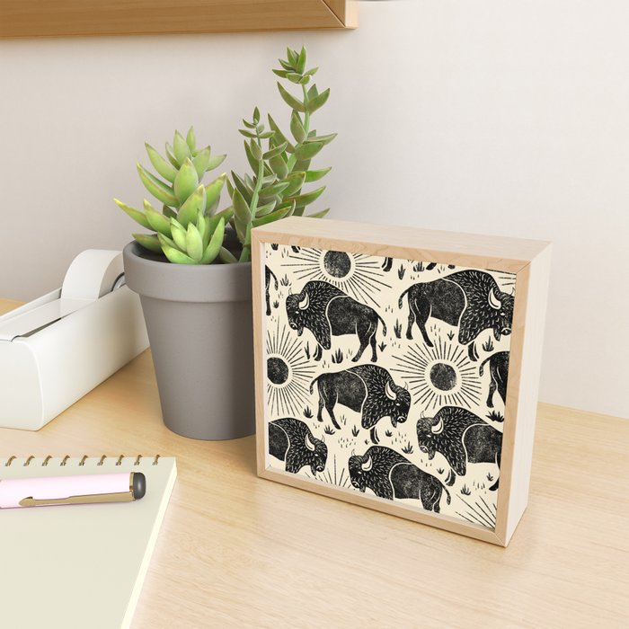 Bison - black and cream Mini Art Print Gallery Image 2