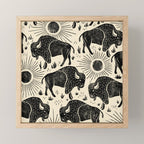 Bison - black and cream Mini Art Print Gallery Image 1