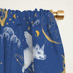 Celestial Pigs lunar blue Window Curtain Gallery Image 2