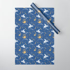Celestial Pigs lunar blue Wrapping Paper Gallery Image 1