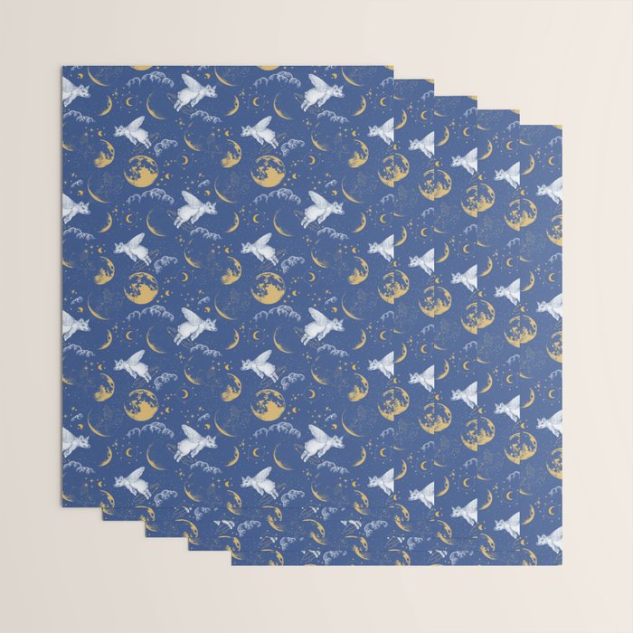 Celestial Pigs lunar blue Wrapping Paper Gallery Image 3