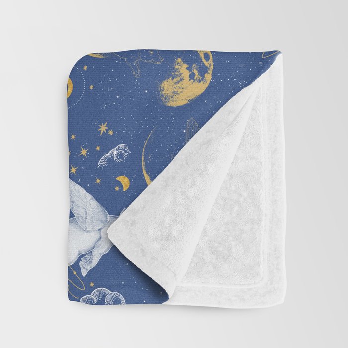 Celestial Pigs lunar blue Throw Blanket Gallery Image 3