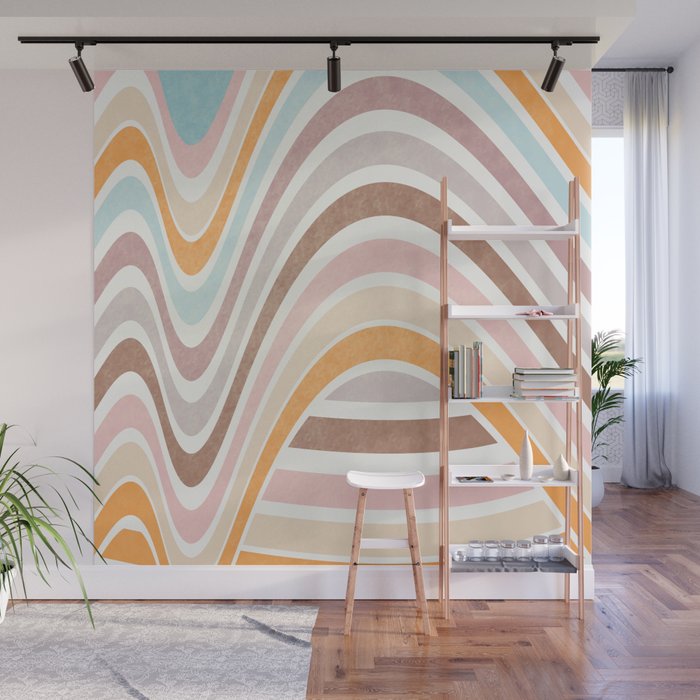 Bowy Pastel Stripes Wall Mural Gallery Image 1