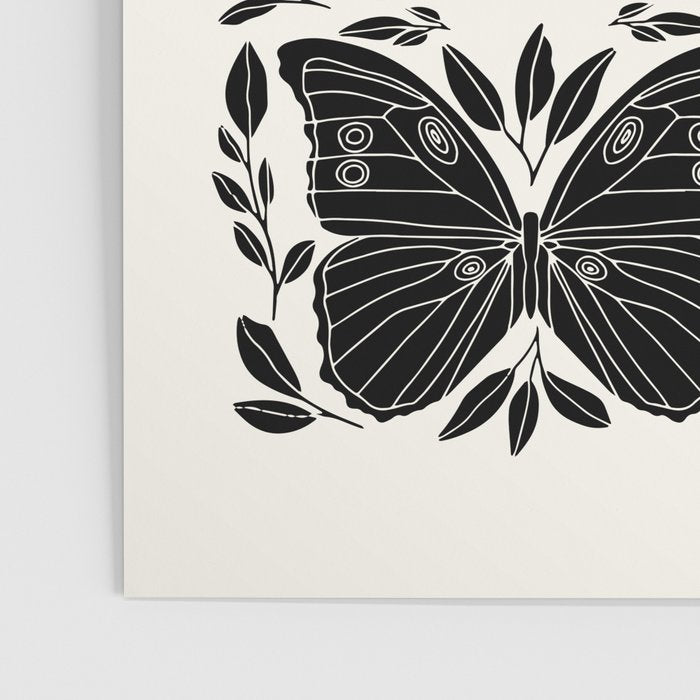 Black & White Retro, Folk Butterfly Poster Gallery Image 3