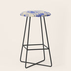 Blue summer vacation patchwork art pattern Stool Gallery Image 1