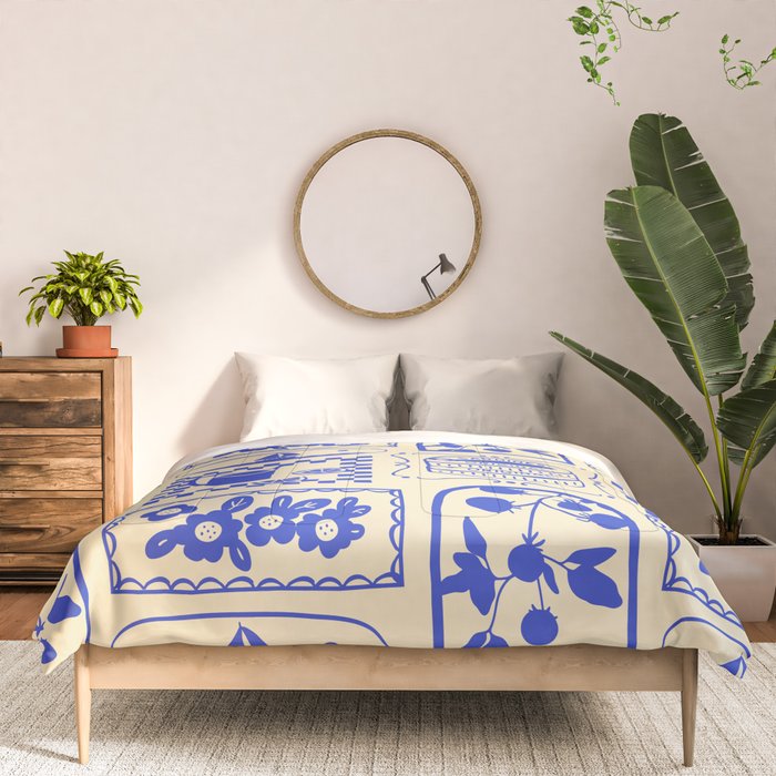 Blue summer vacation patchwork art pattern Comforter Gallery Image 3