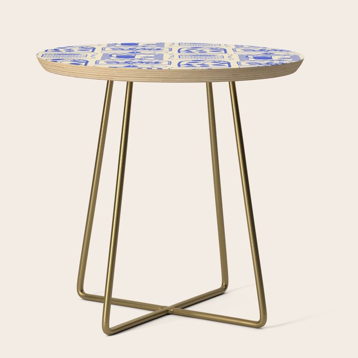 Blue summer vacation patchwork art pattern Side Table Gallery Image 1