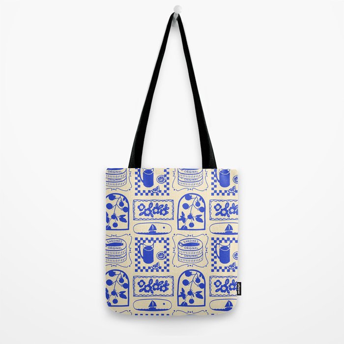 Blue summer vacation patchwork art pattern Tote Bag Gallery Image 2