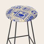 Blue summer vacation patchwork art pattern Stool Gallery Image 2