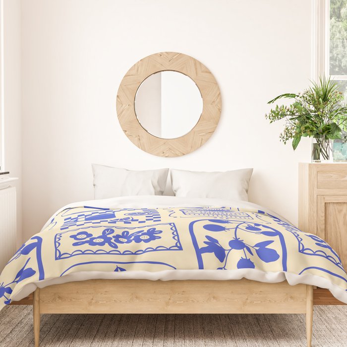 Blue summer vacation patchwork art pattern Duvet Cover Gallery Image 3