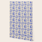 Blue summer vacation patchwork art pattern Wallpaper Gallery Image 2