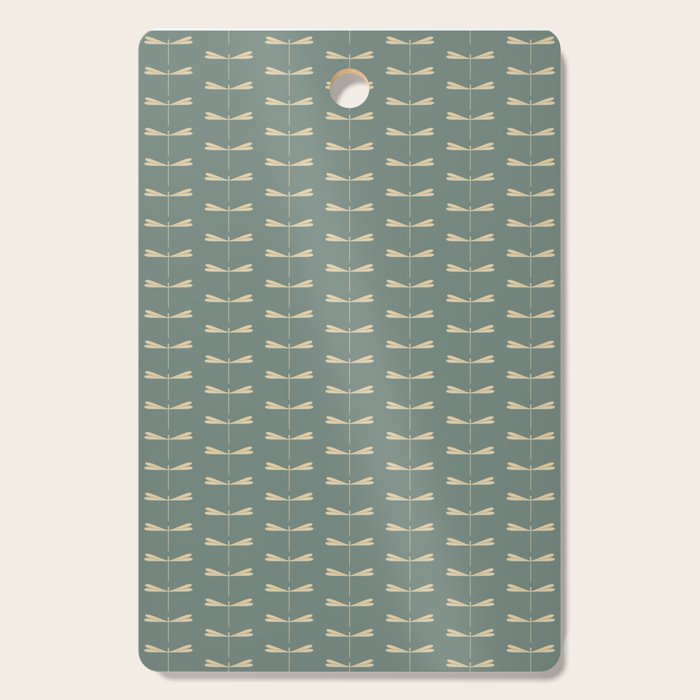 Dragonfly Pattern XII Neutral Green Cutting Board Gallery Image 1