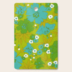 Green, Turquoise, and White Retro Flower Design Pattern Cutting Board Gallery Image 1