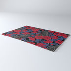 Ravens and red roses with blue leaves Rug Gallery Image 3