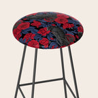 Ravens and red roses with blue leaves Stool Gallery Image 2