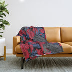 Ravens and red roses with blue leaves Throw Blanket Gallery Image 1