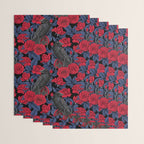 Ravens and red roses with blue leaves Wrapping Paper Gallery Image 3
