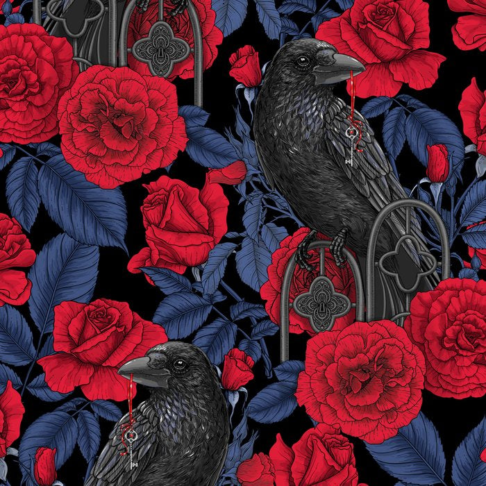 Ravens and red roses with blue leaves Coffee Mug Gallery Image 2