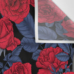 Ravens and red roses with blue leaves Wall Tapestry Gallery Image 3