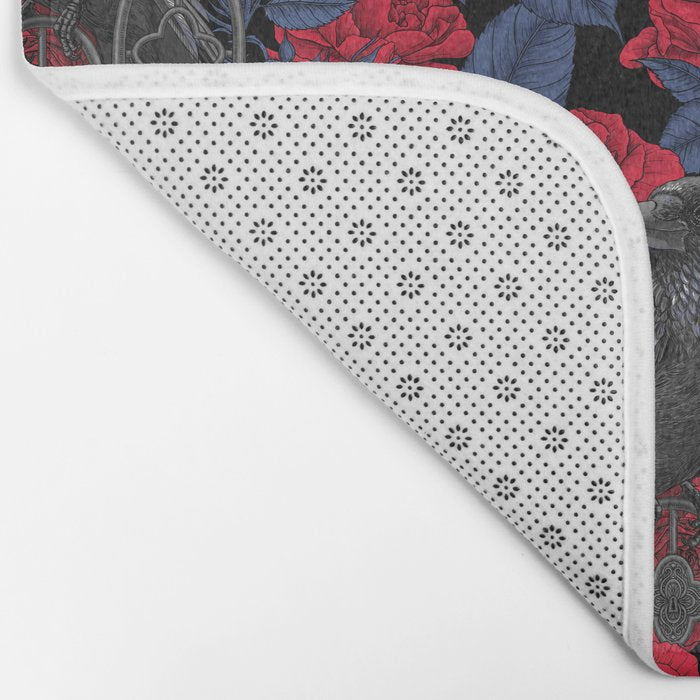 Ravens and red roses with blue leaves Bath Mat Gallery Image 2