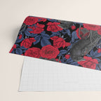 Ravens and red roses with blue leaves Wrapping Paper Gallery Image 2