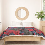 Ravens and red roses with blue leaves Duvet Cover Gallery Image 3