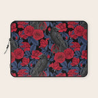 Ravens and red roses with blue leaves Laptop Sleeve Gallery Image 1