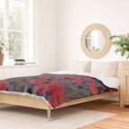 Ravens and red roses with blue leaves Duvet Cover Gallery Image 2