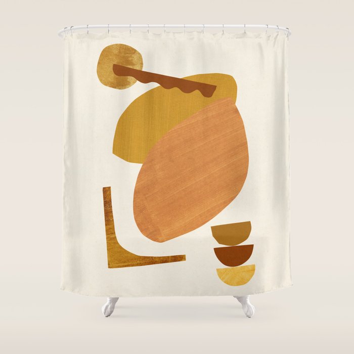 Abstract Collage With Warm Shapes Shower Curtain Gallery Image 1
